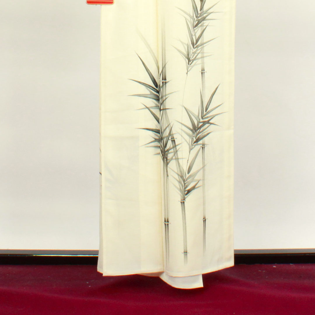 夏物 正絹 訪問着 身丈159cm 裄丈64cm 乳白色(にゅうはくしょく) 竹 絽 Sランク クリーム系 1132000482315