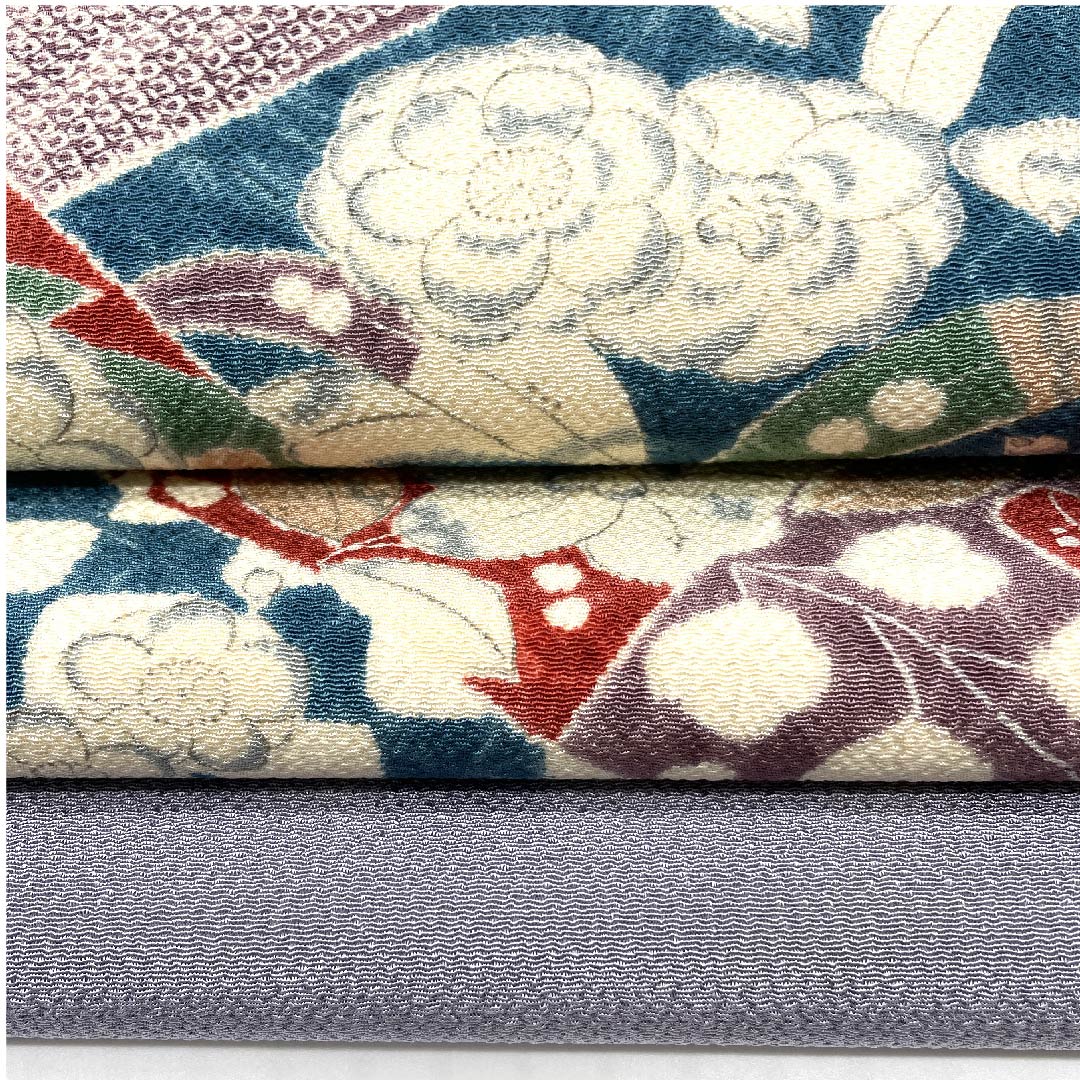 Nagoya obi, purple-gray, crepe fabric, Tsujigahana pattern, obi length 381cm, pure silk, B rank, point pattern, casual, purple, 1124004774320, Nagoya style