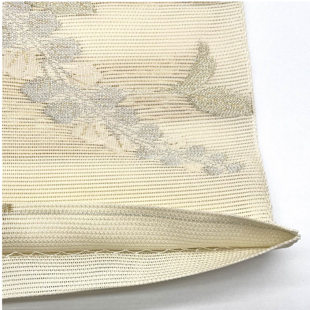 袋帯 生成り色(きなりいろ) 夏帯 花紋 帯丈432cm 正絹 Sランク 六通 フォーマル クリーム系 1123007372315