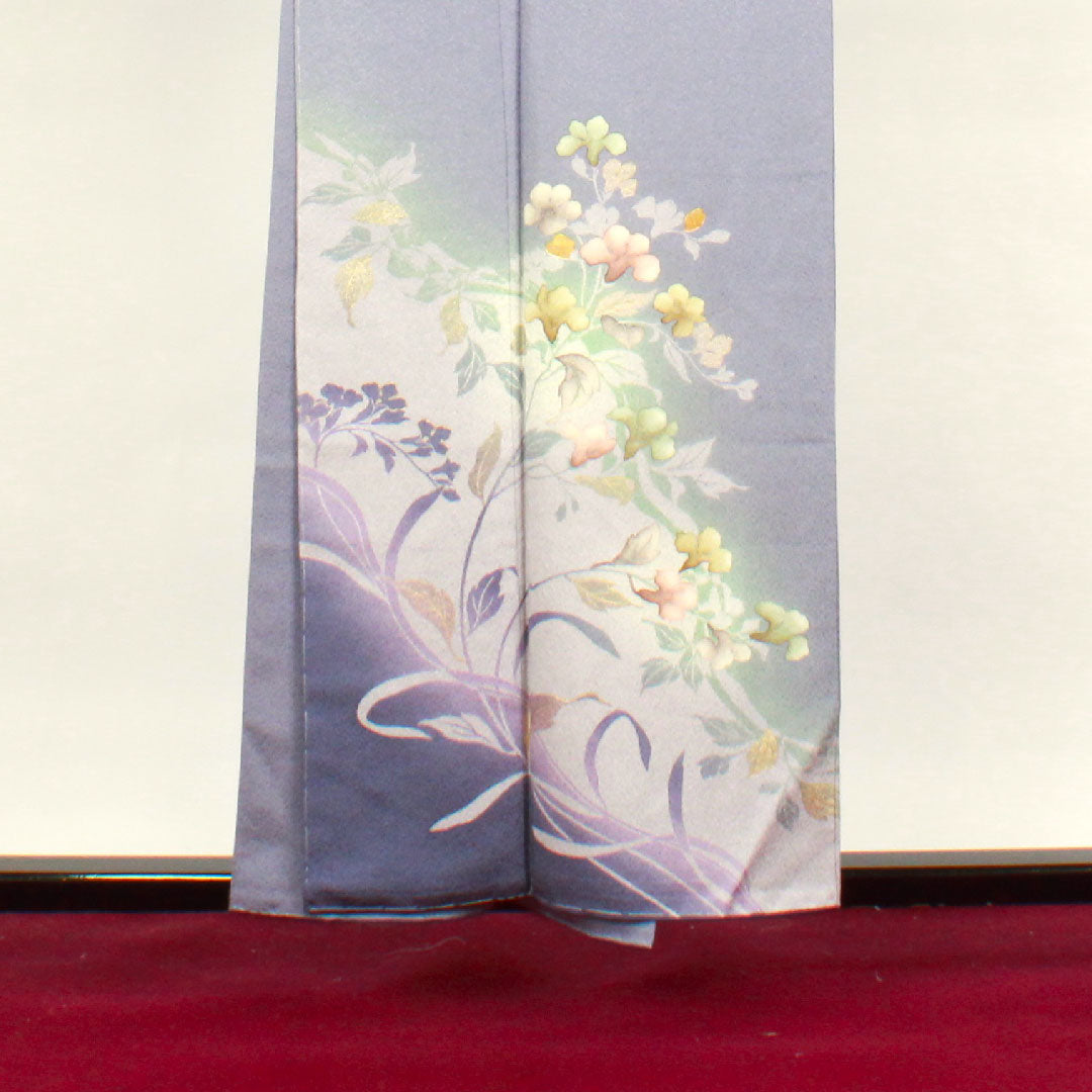 訪問着 袷 身丈156cm 裄丈64cm しつけ糸付き 未使用品 相思鼠色 京友禅 作家物 草花模様 正絹 Sランク グレー系 1112002582322