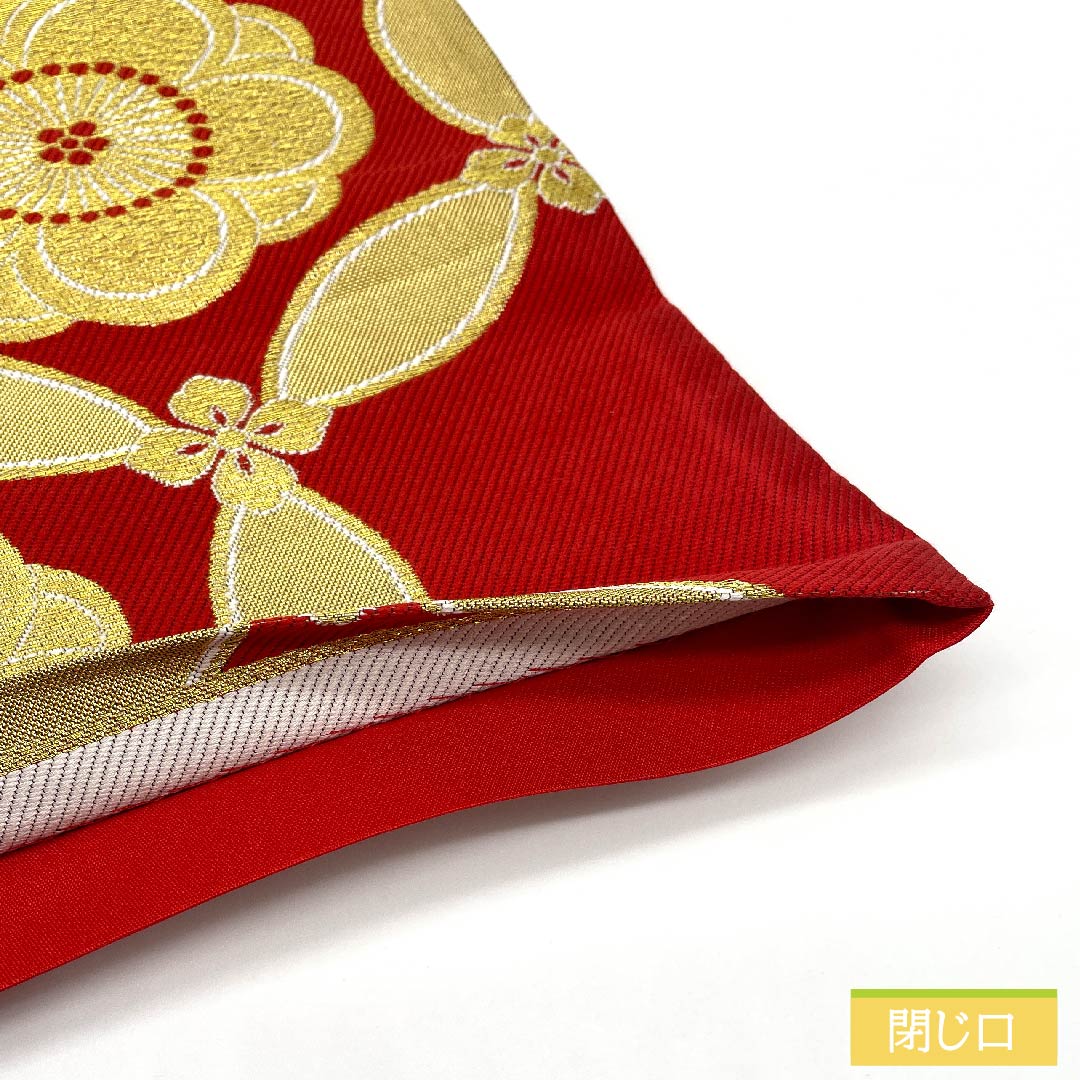 袋帯 正絹 土耳古赤色(とるこあかいろ) 七宝 梅 帯丈444cm Sランク 六通 フォーマル 赤系 1123011592312