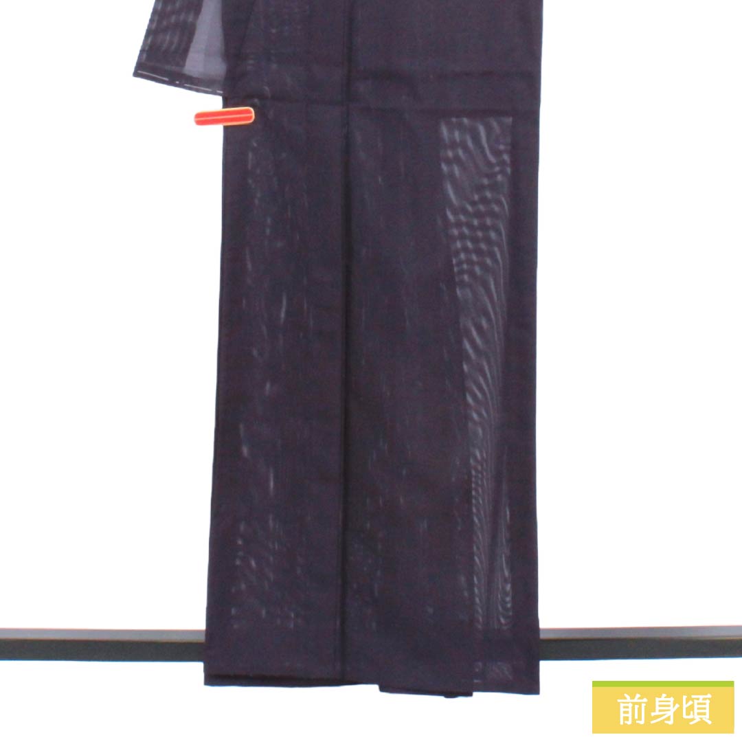 夏物 ポリエステル 色無地 Sランク 身丈160cm 裄丈62.5cm 深紫色(ふかきむらさきいろ) 洗える着物 素無地 絽 紫系 1132003882420