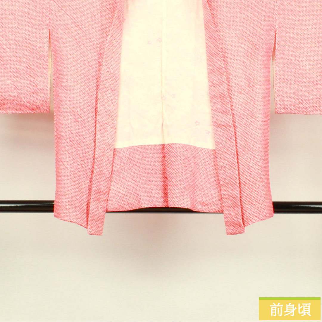 羽織 正絹 身丈79.5cm 裄丈64cm 猩々緋色 総絞り 鹿の子絞り Sランク 袷 赤系 1117000652912