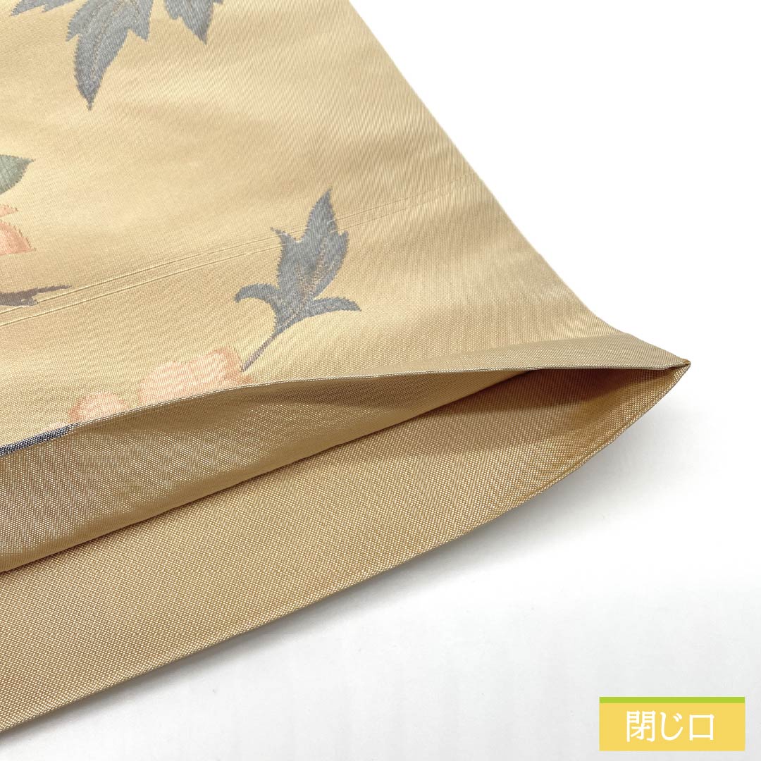 袋帯 正絹 東京白茶色(とうきょうしらちゃいろ) 花唐草 抽象花 花唐草 帯丈440cm Aランク 六通 カジュアル ベージュ系 1123012773325