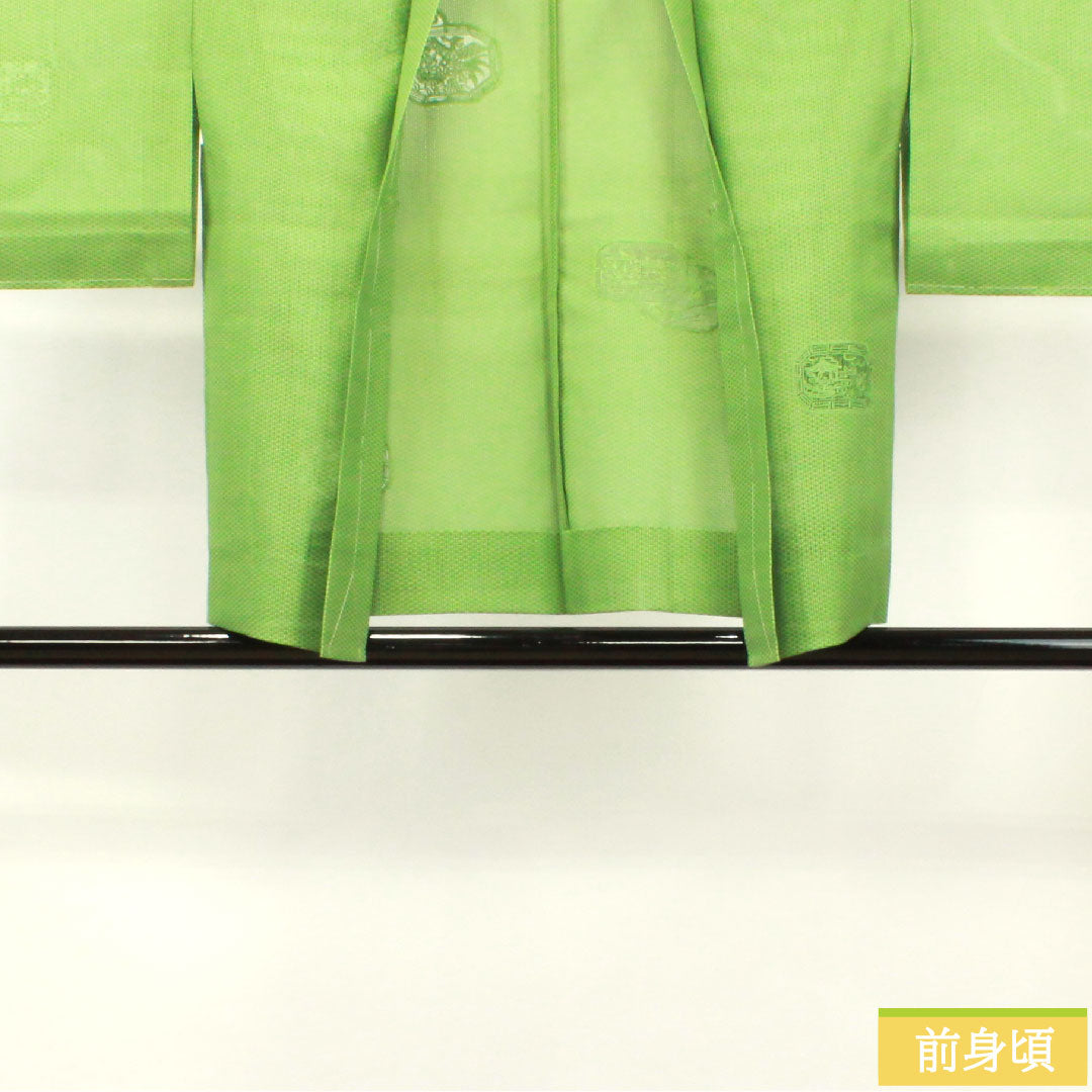 羽織 正絹 身丈74.5cm 裄丈60.5cm 薄青色(うすあおいろ) しつけ糸付き 未使用品 抽象模様 Sランク 夏物 緑系 1117000992919