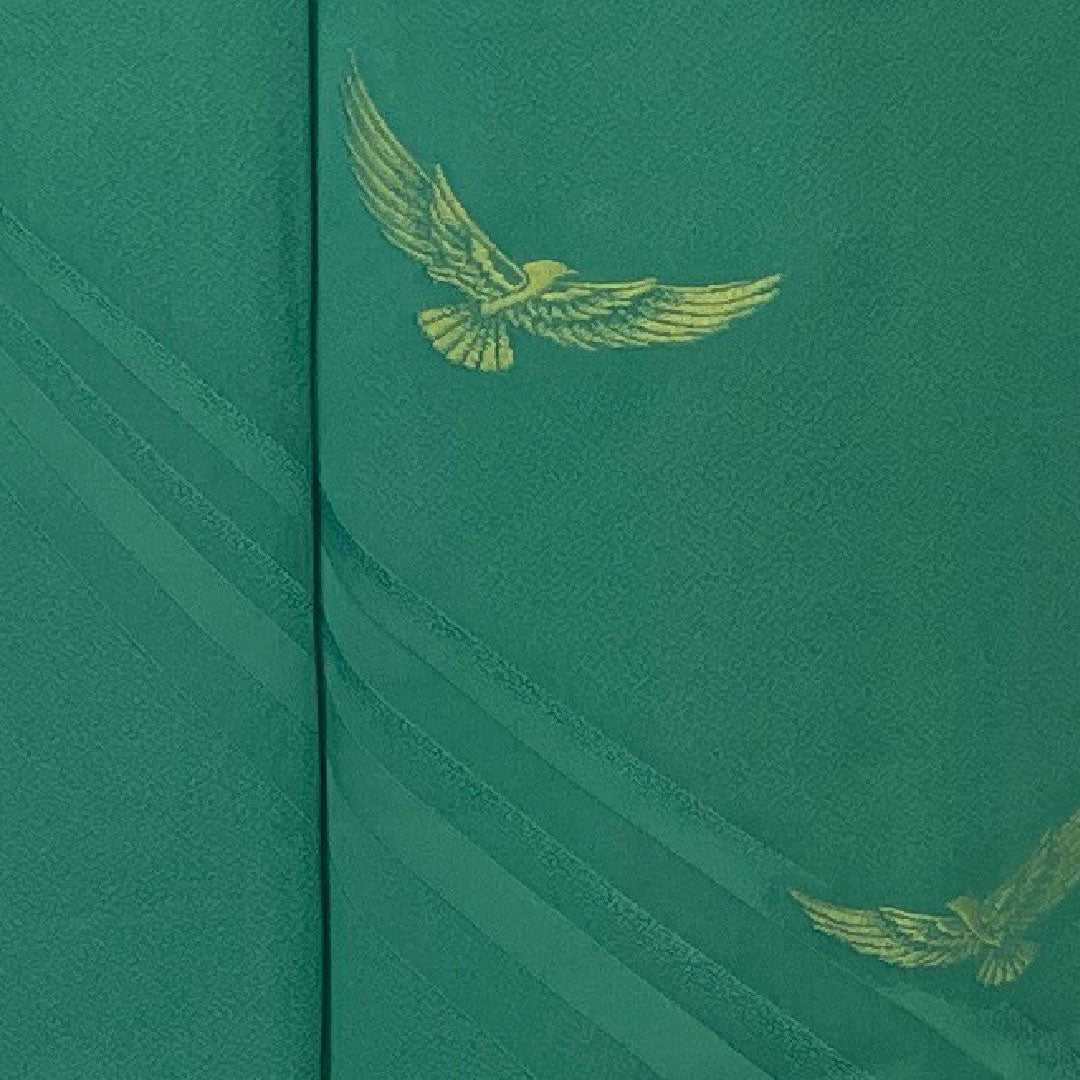 色無地 斉藤三才 三才鳥 身丈152.5cm 裄丈65.5cm 袷 正絹 Aランク 緑系 1114000443219