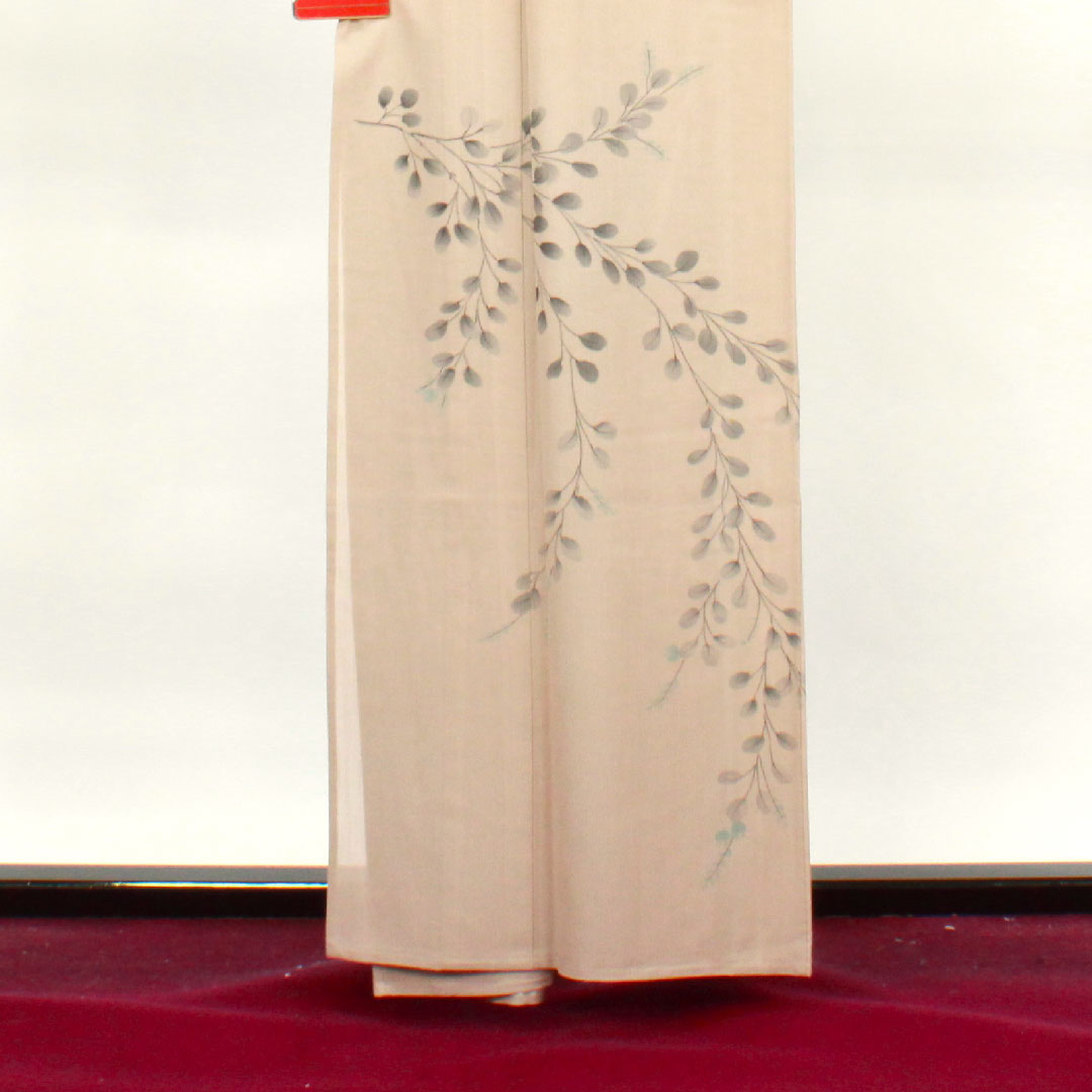 夏物 正絹 訪問着 身丈161.5cm 裄丈64cm 鴇色鼠色(ときいろねずいろ) 萩 紗 Sランク ベージュ系 1132000612425