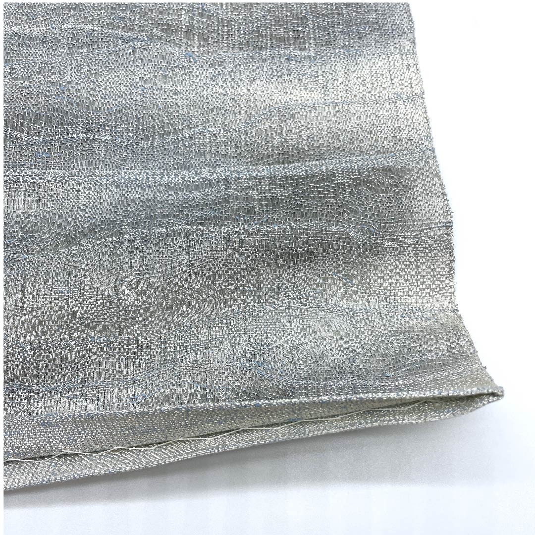 袋帯 銀白色色(ぎんはくしょくいろ) 夏帯 抽象模様 夏物 帯丈430cm 正絹 Bランク ポイント柄 カジュアル グラデーション系 1123007764399