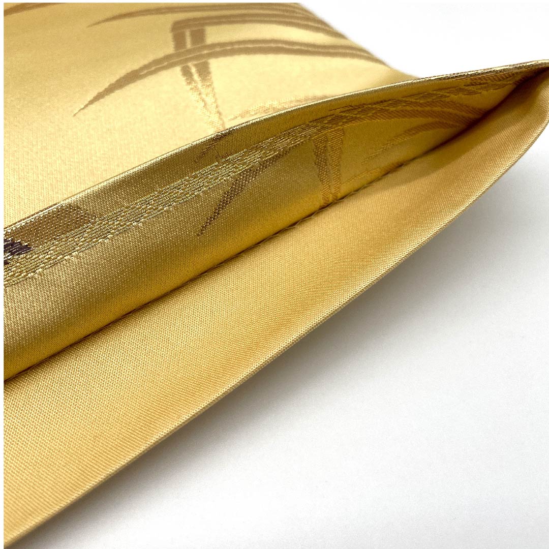 袋帯 金色 梅 紅葉 扇面 帯丈432cm 正絹 Aランク 六通 フォーマル 金系 1123005573321