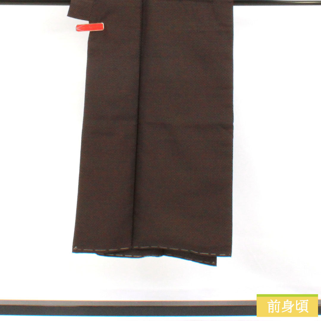 男物 正絹 Aランク 身丈138.5cm 裄丈67.5cm 石板色(せきばんいろ) 蚊絣 しつけ糸付き 袷 紫系 1119001673320