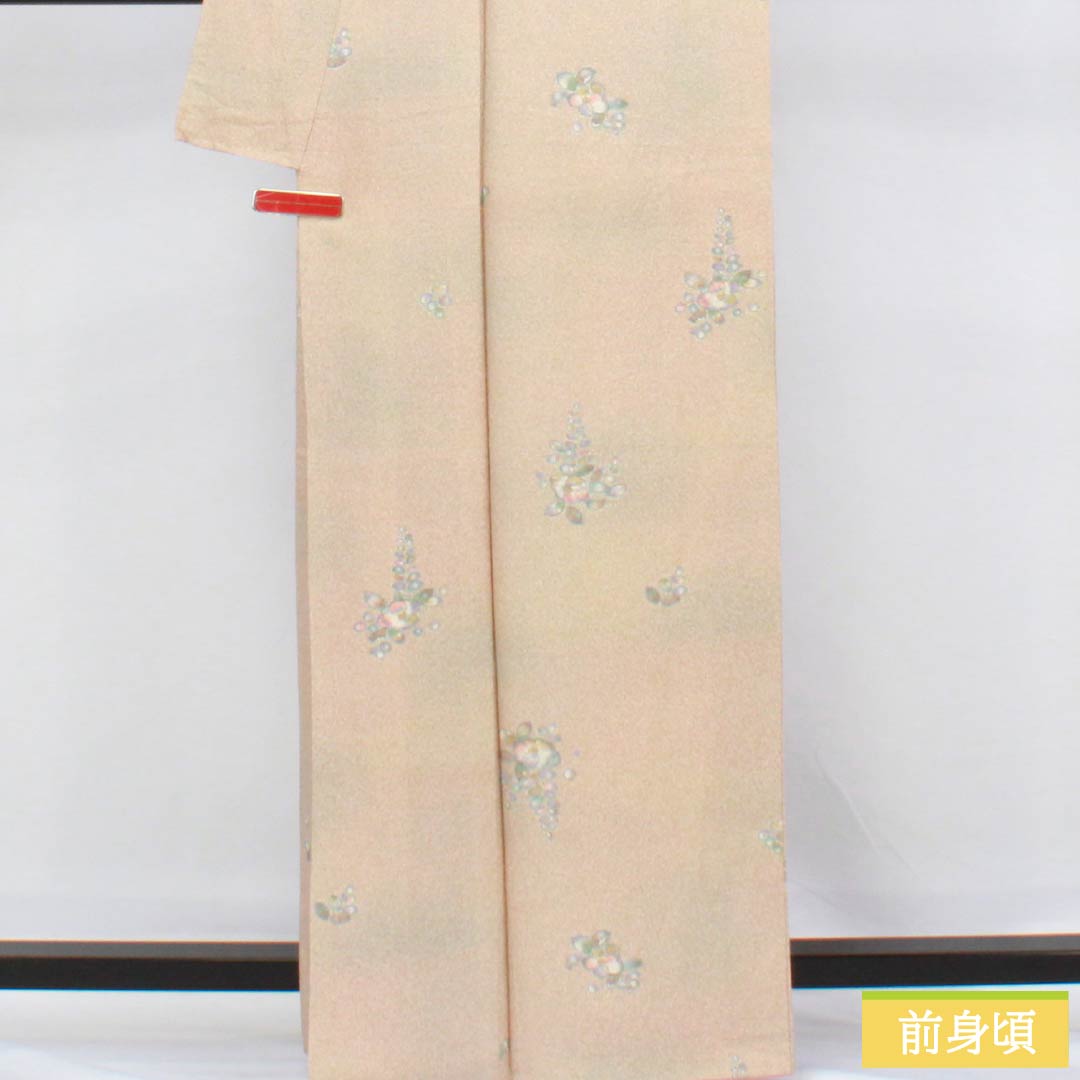 小紋 正絹 Aランク 身丈163.5cm 裄丈65.5cm 袷 胡桃色(くるみいろ) 辻ヶ花 タタキ染 ベージュ系 1115006343425