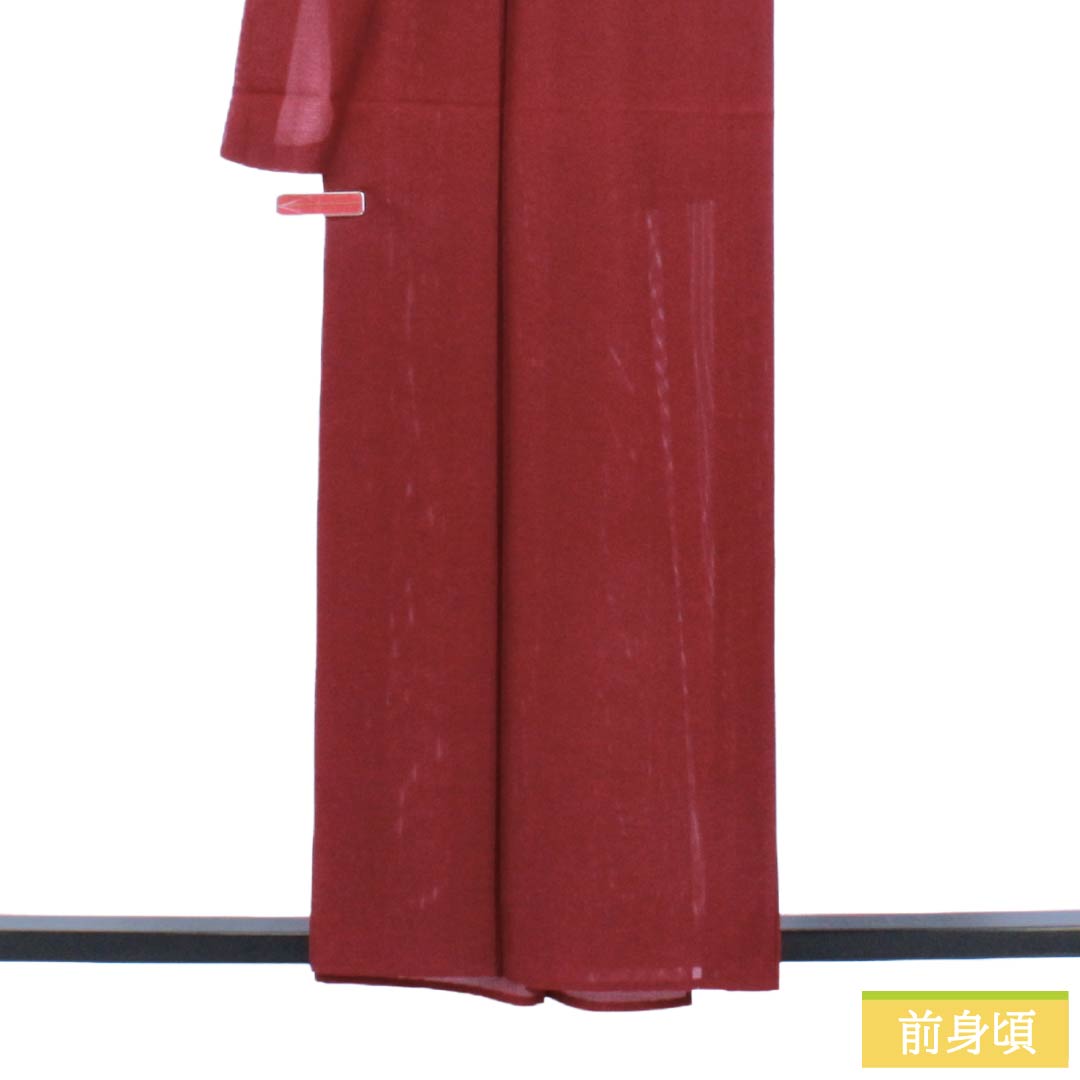 夏物 正絹 色無地 Aランク 身丈158.5cm 裄丈63.5cm 海老色(えびいろ) 素無地 絽 赤系 1132003963312