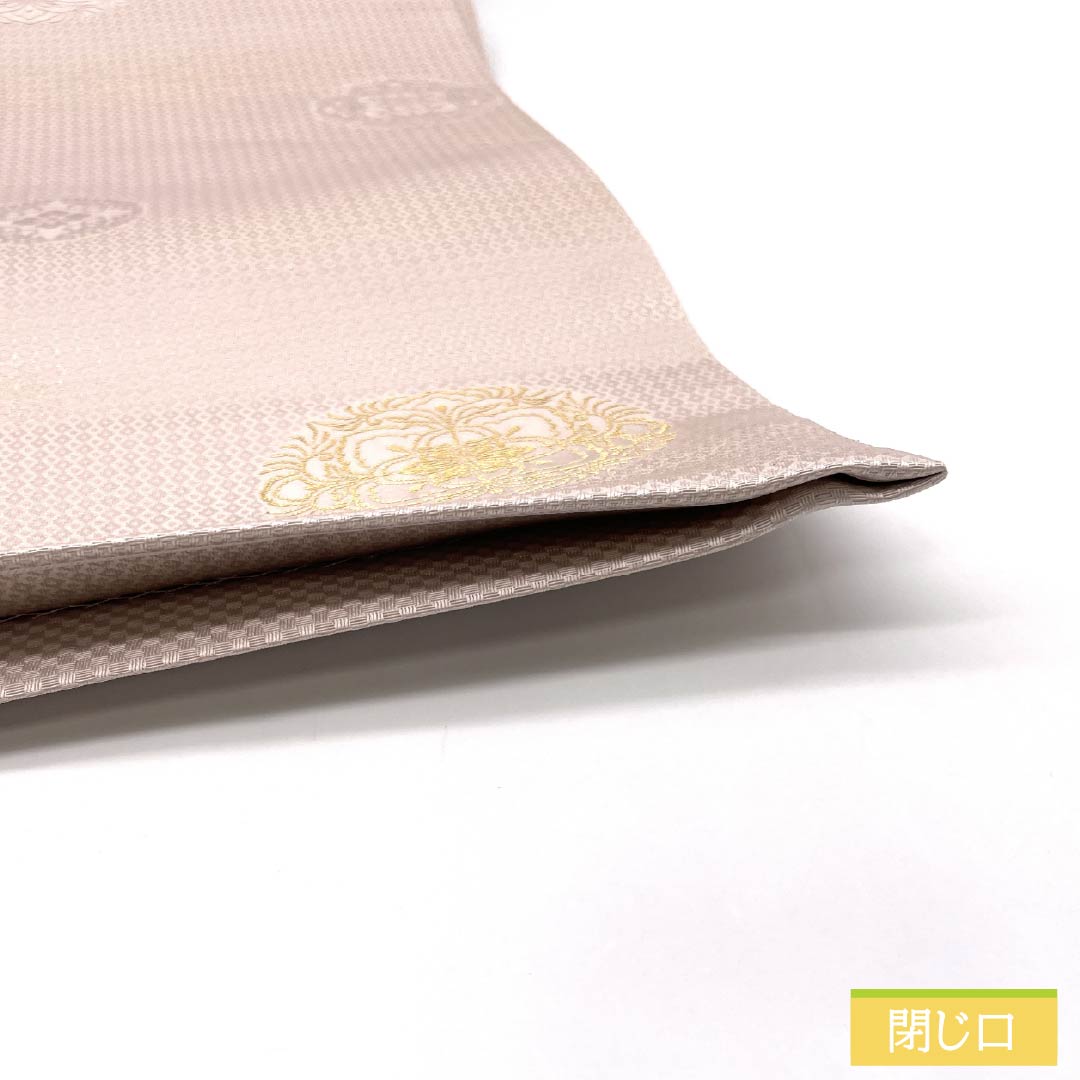 袋帯 正絹 Sランク 薄桜色(うすざくらいろ) 華文 丸に古典柄 帯丈452cm 六通 セミフォーマル ピンク系 1123015322413