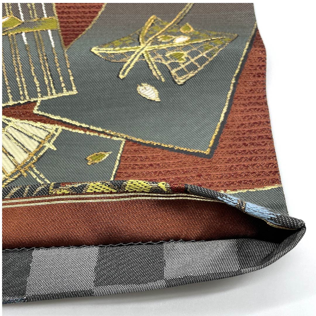 袋帯 職人七人衆 隈取 市松 河瀬満織物 帯丈452cm 正絹 Aランク 六通 カジュアル グラデーション系 1123006843499