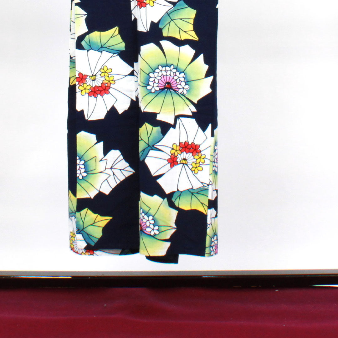 浴衣 濃紺色 抽象模様 木綿 Sランク 単衣 身丈147.5cm 裄丈64cm 紺系 1118002482118