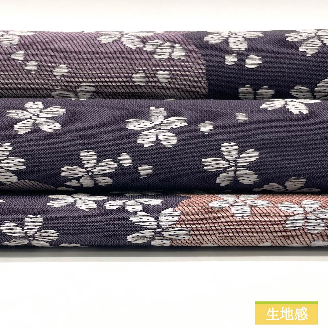 名古屋帯 紫烏色色(しうしょくいろ) 桜 帯丈370cm 正絹 Sランク 六通 カジュアル 紫系 1124008892320 開き仕立て