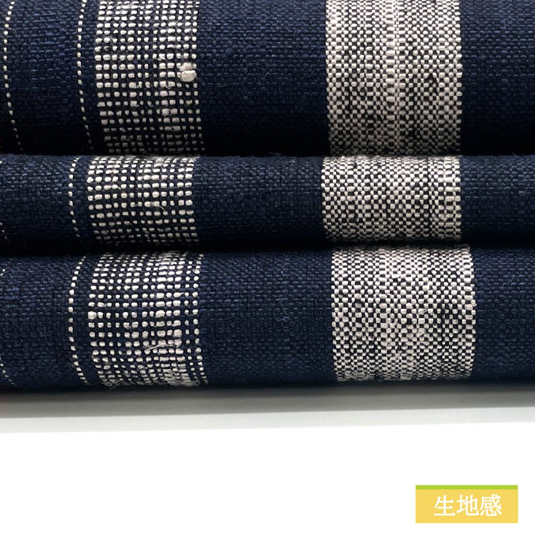 名古屋帯 濃紺色(のうこんいろ) 縞模様 帯丈382cm 木綿 Sランク 全通 カジュアル 紺系 1124006902418 開き仕立て