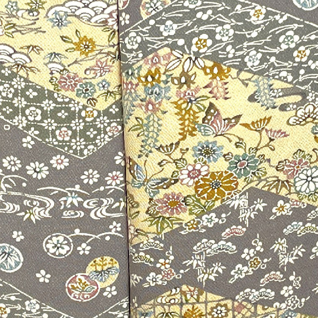 小紋 身丈160.5cm 裄丈62cm 袷 燻銀色 麴色 京紅型 正絹 Aランク グレー系 1115002453422