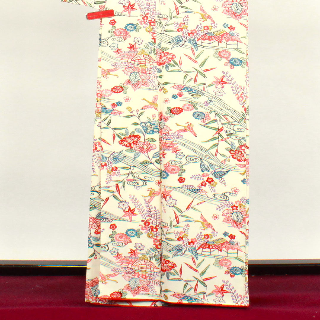 Komon Length 163.5cm Sleeve length 65cm Awase Milky white Kyo-Bingata Chayatsuji Pure silk S rank White 1115003342411