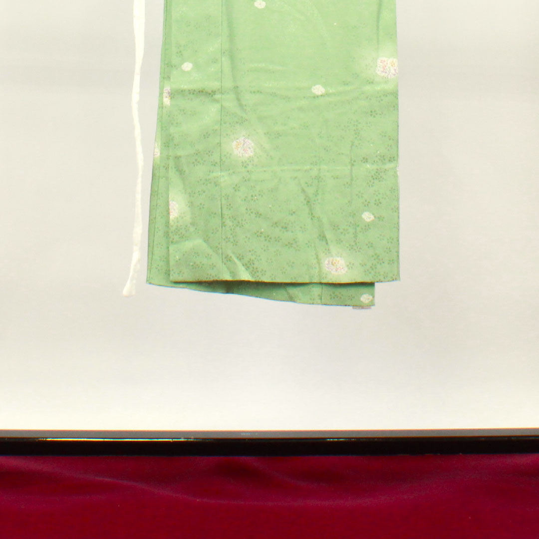 長襦袢 正絹 身丈128cm 裄丈66cm 単衣 薄緑色 菊 Aランク 緑系 1129000483219