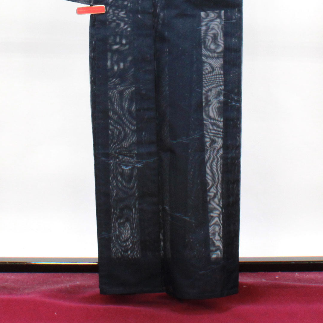 Summer item, pure silk, plain color, length 162.5cm, sleeve length 63.5cm, dark blue, abstract pattern, gauze, rank S, navy, 1132001172418