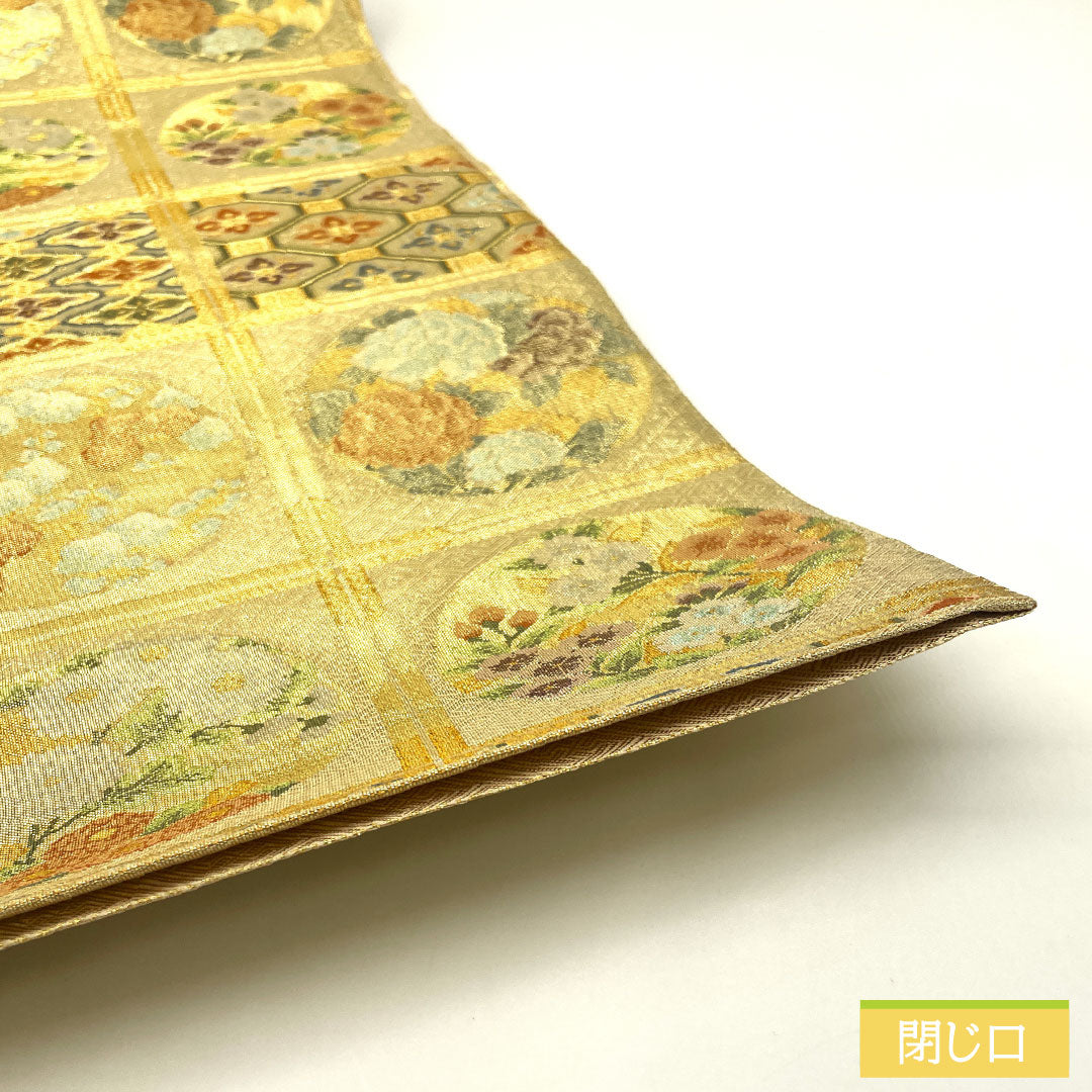 袋帯 正絹 Aランク 佐賀錦 留袖用 天井画 帯丈430cm 六通 フォーマル 金系 1123016863321