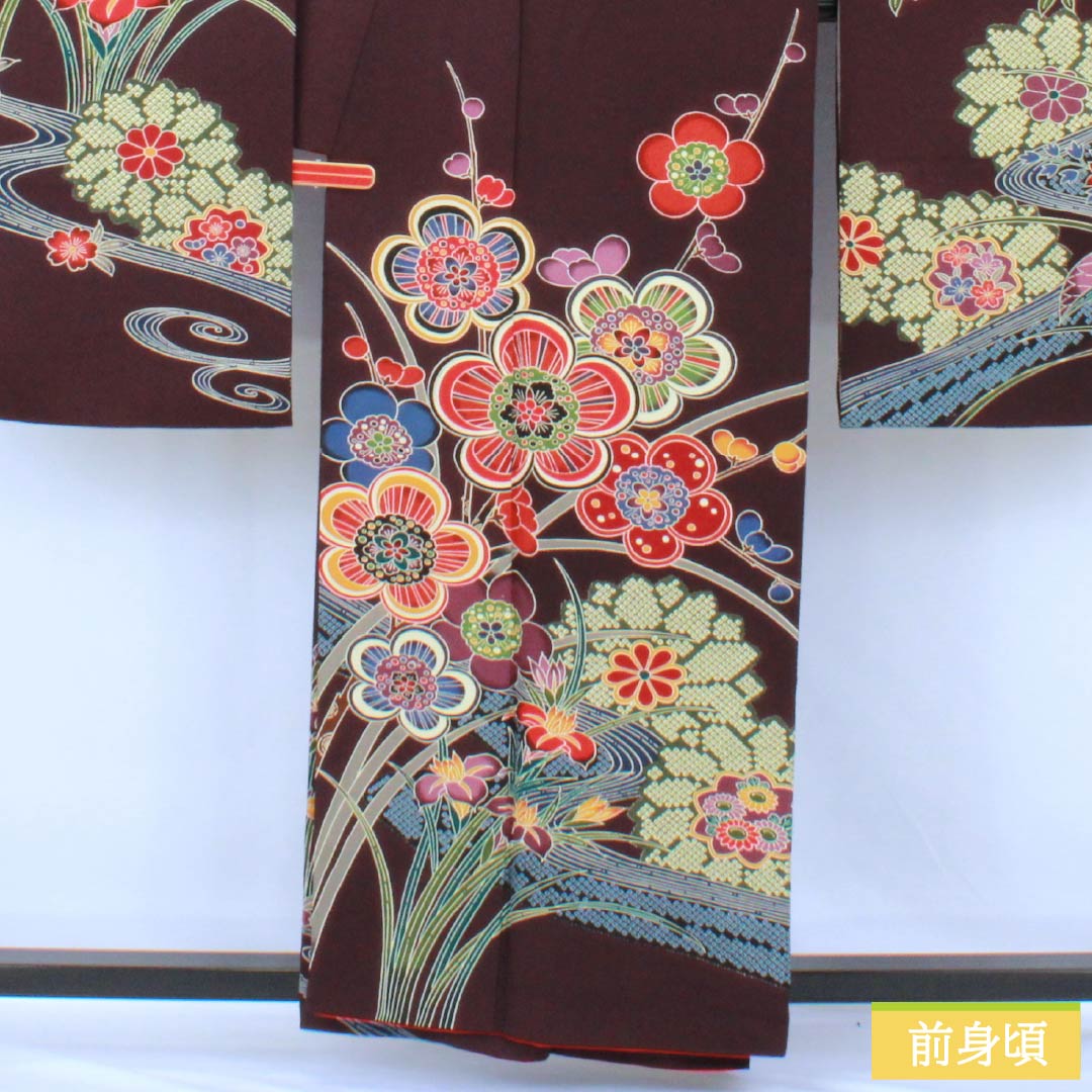 振袖 正絹 Sランク 身丈158.5cm 裄丈64.5cm 袷 二人静色(ふたりしずかいろ) 京紅型 総花 紫系 1113002432320