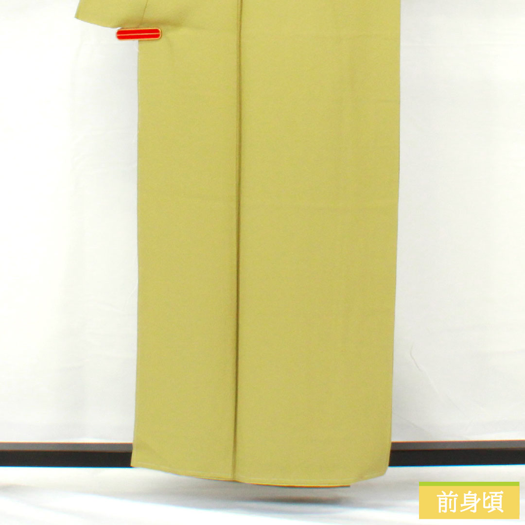 色無地 正絹 身丈156.5cm 裄丈64cm 薄柳色(うすやなぎいろ) 素無地 新はじく加工 しつけ糸付き 単衣 Sランク 緑系 1114001702319
