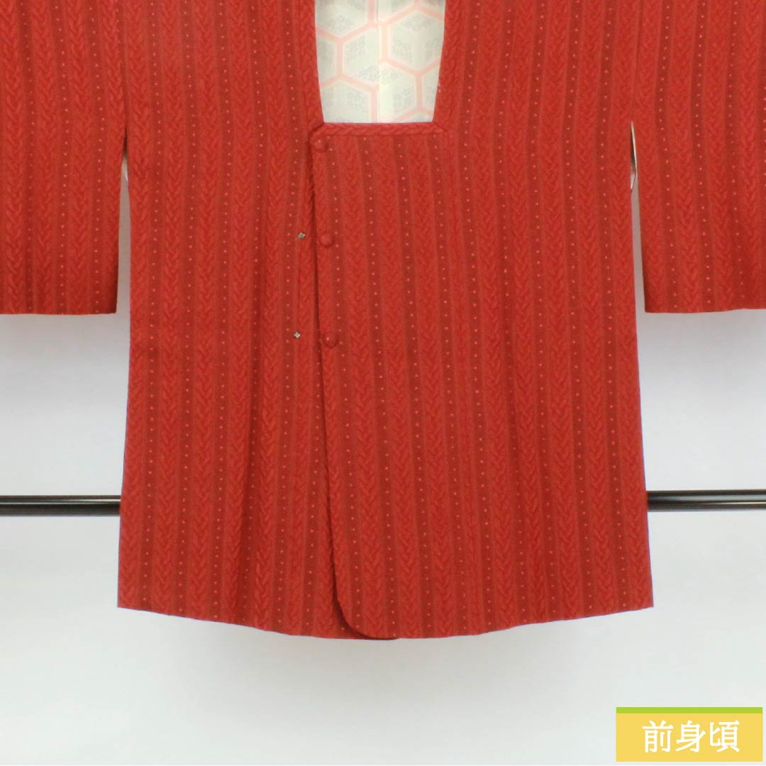 道行コート 正絹 Sランク 身丈81cm 裄丈63.5cm 紅樺色(べにかばいろ) 吉原つなぎ 袷 赤系 1117001202912