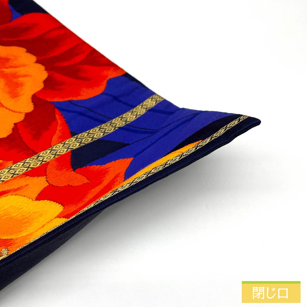 袋帯 正絹 濃紺色(のうこんいろ) 洋花 帯丈414cm Aランク 六通 フォーマル 紺系 1123011913318