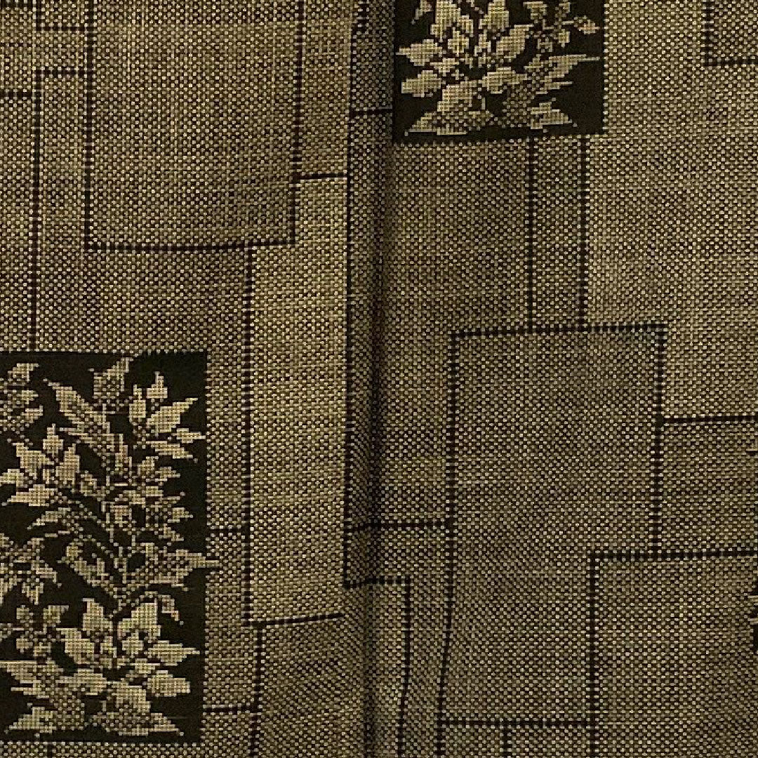 大島紬 身丈157cm 裄丈63cm 7マルキ 一元絣 草花模様 正絹 Sランク 袷 茶系 1116000712314