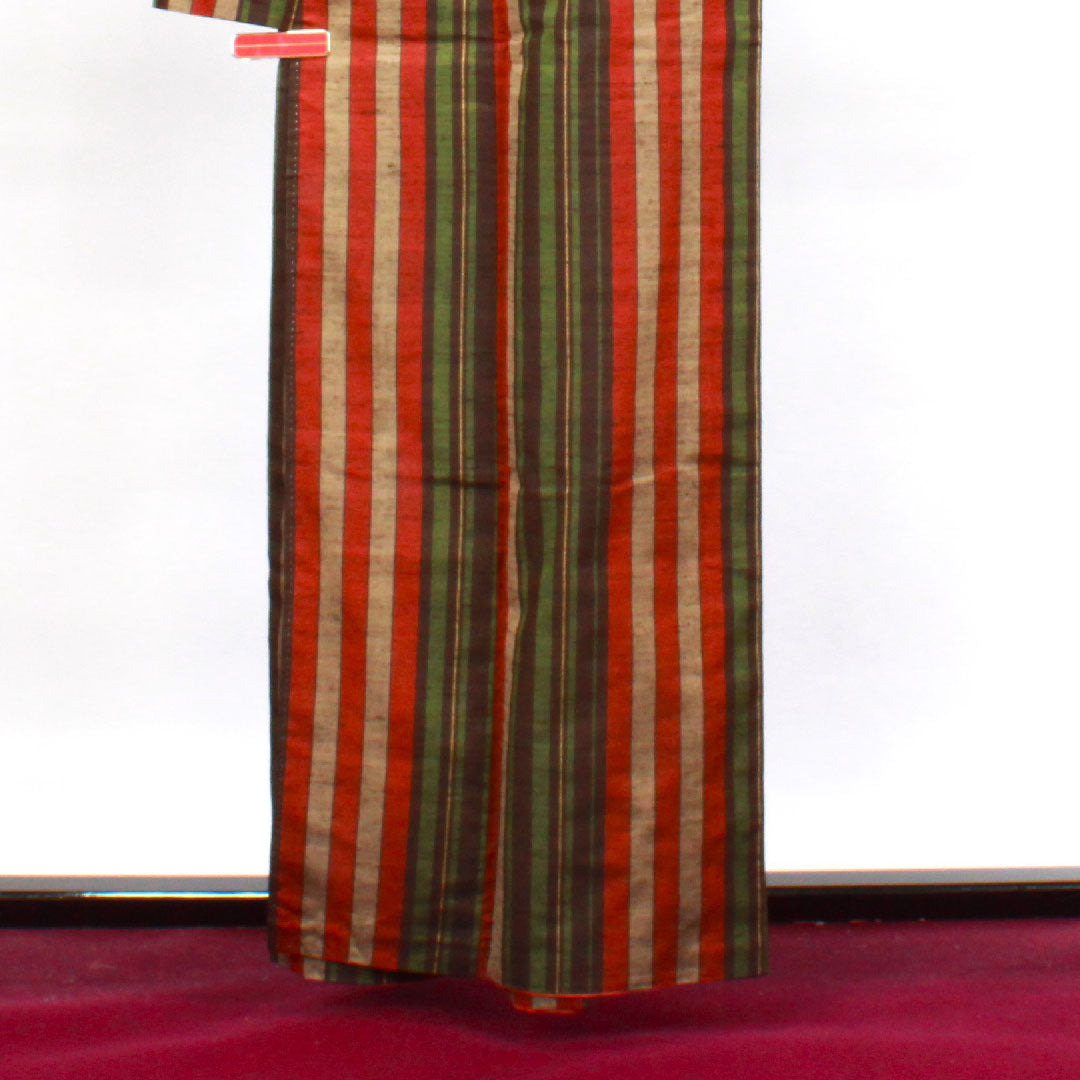 Tsumugi Length 160cm Sleeve length 66cm Striped Pure silk A rank Awase Gradient 1116002463499
