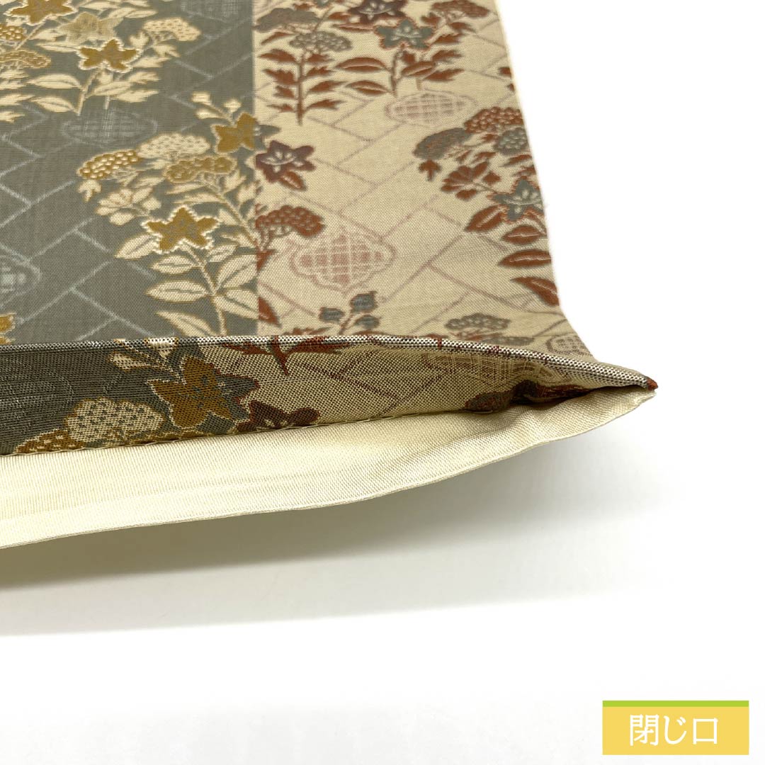 袋帯 正絹 蕎麦切色(そばきりいろ) 花模様 檜垣 京袋帯 帯丈372cm Sランク 全通 カジュアル ベージュ系 1123012792325