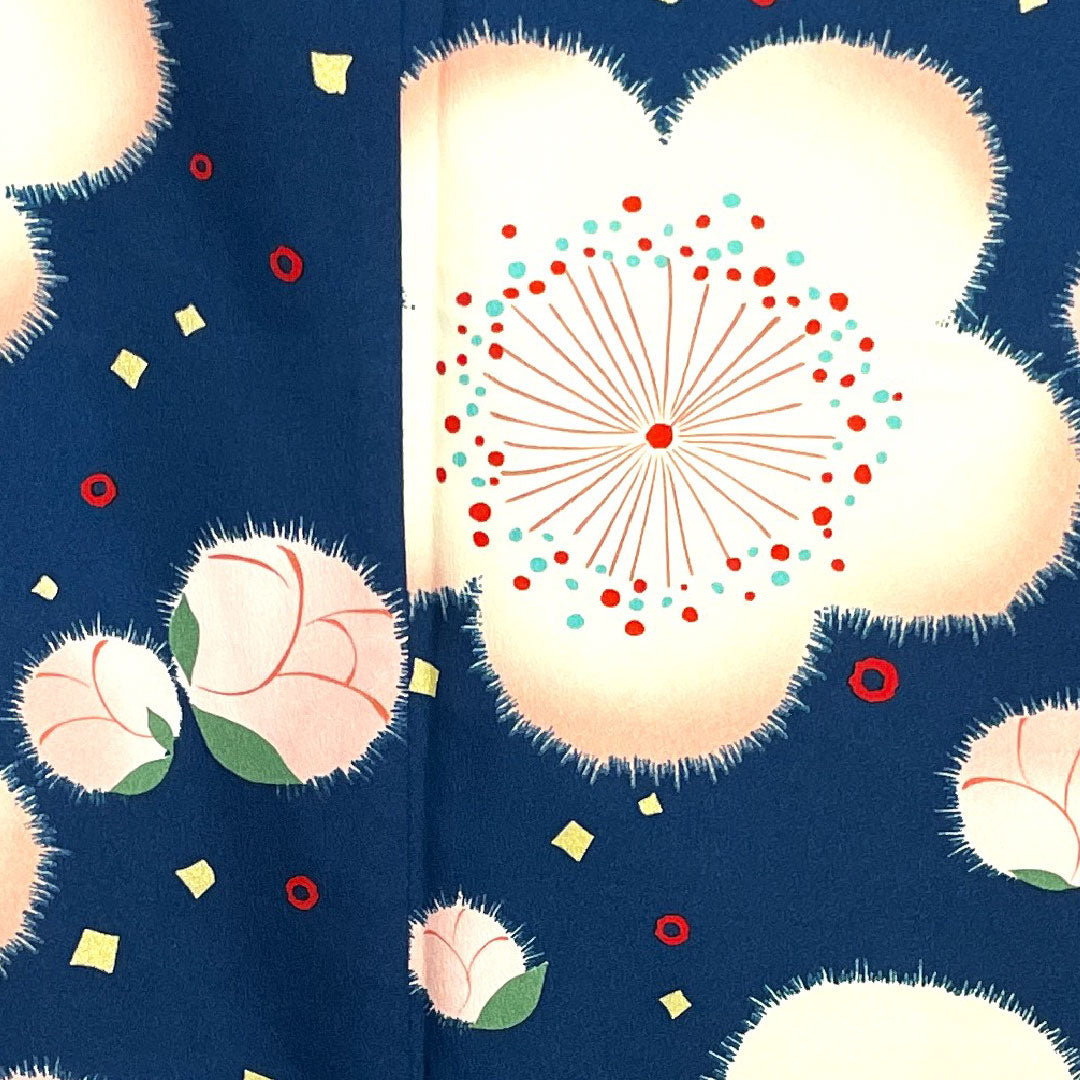 振袖 身丈169cm 裄丈67.5cm 袷 濃藍色 洗える着物 桜 ポリ Aランク 紺系 1113001113518