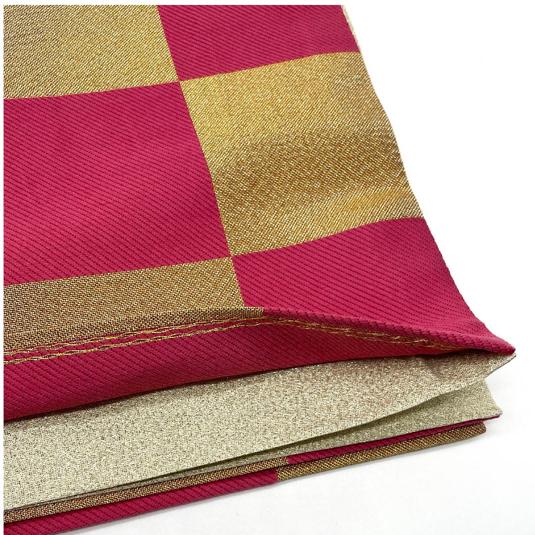 袋帯 金色 振袖用 市松 帯丈436cm 正絹 Aランク 六通 フォーマル 金系 1123006333321