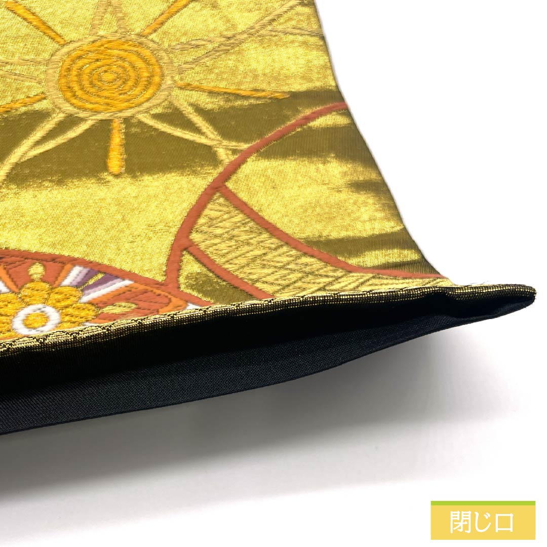 袋帯 正絹 振袖用 毬 花唐草 七宝 帯丈448cm Sランク 六通 フォーマル 金系 1123013672321