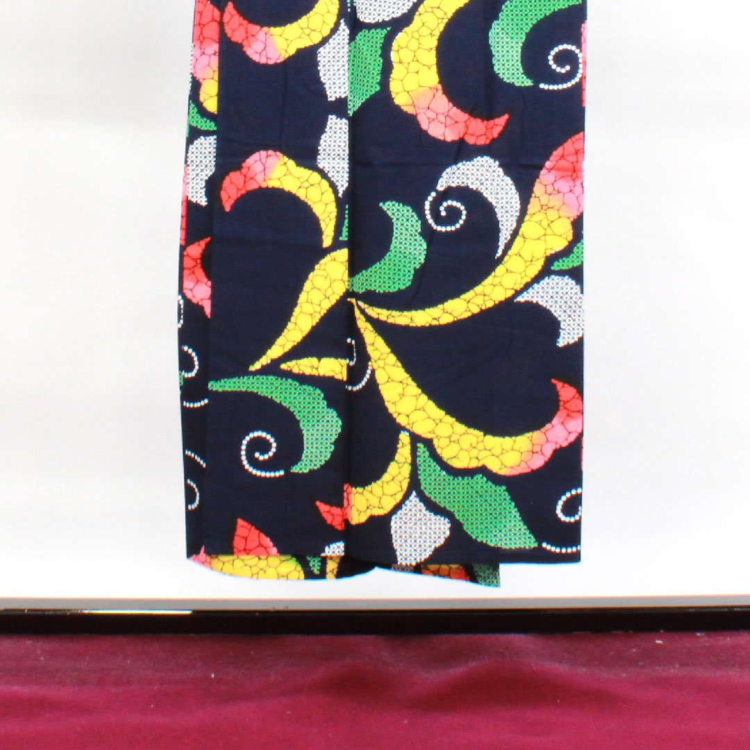 浴衣 濃紺色 抽象模様 木綿 Sランク 単衣 身丈147.5cm 裄丈64cm 紺系 1118003622118