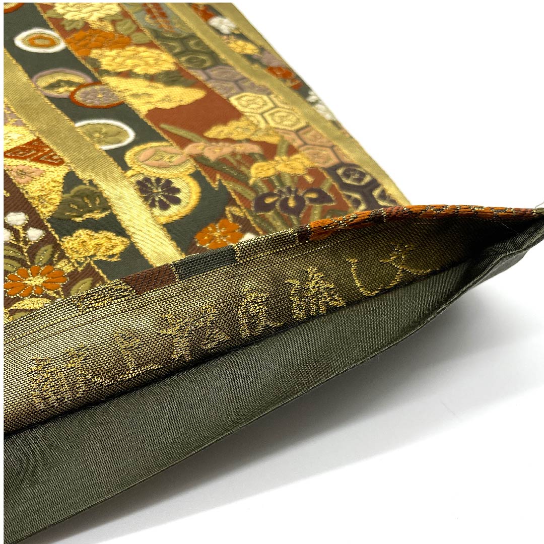 袋帯 金色 本金箔 献上松皮流し文 吉祥文様 帯丈433cm 正絹 Aランク 六通 フォーマル 金系 1123005613321