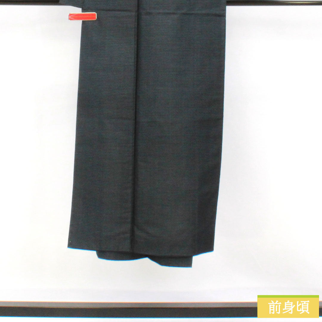 男物 正絹 Sランク 身丈139cm 裄丈66.5cm 大島紬 100亀甲 袷 紺系 1119001752318