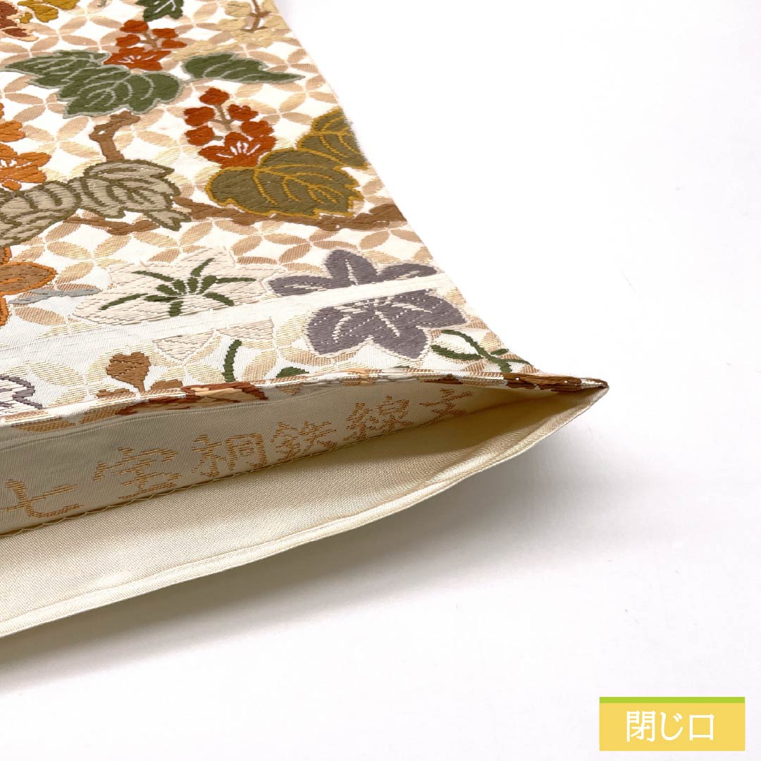 袋帯 正絹 胡粉色(ごふんいろ) 唐織 七宝桐鉄線文 帯丈422cm Aランク 六通 フォーマル 白系 1123014093311