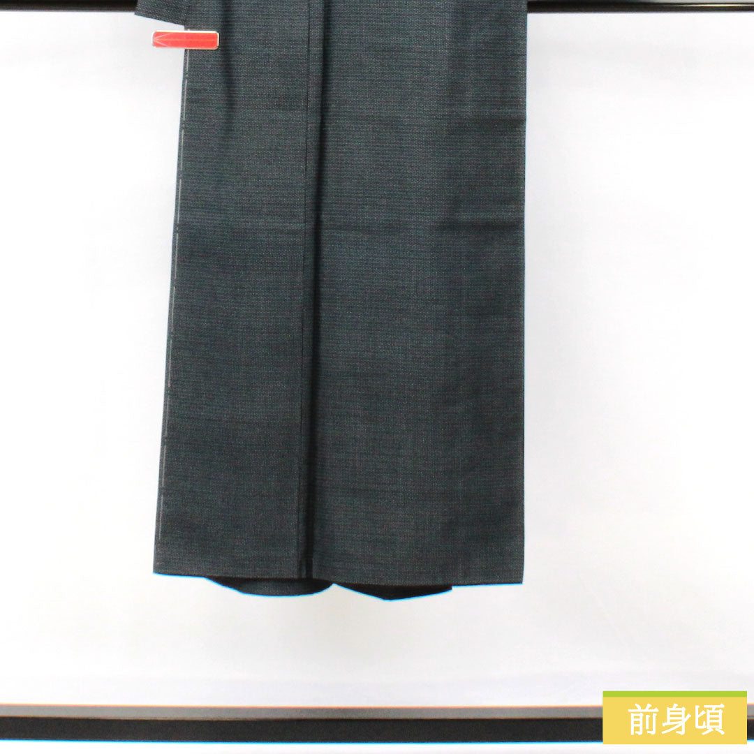 男物 正絹 Sランク 身丈137.5cm 裄丈66.5cm 濃紺色(のうこんいろ) 大島紬 100亀甲 しつけ糸付き 袷 紺系 1119001632318