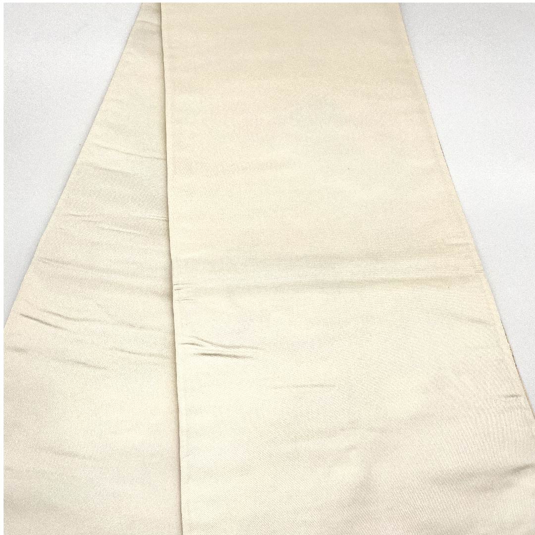 袋帯 生成り色(きなりいろ) 古典梅 吉祥文様 扇面 帯丈442cm 正絹 Sランク 六通 フォーマル クリーム系 1123002762315