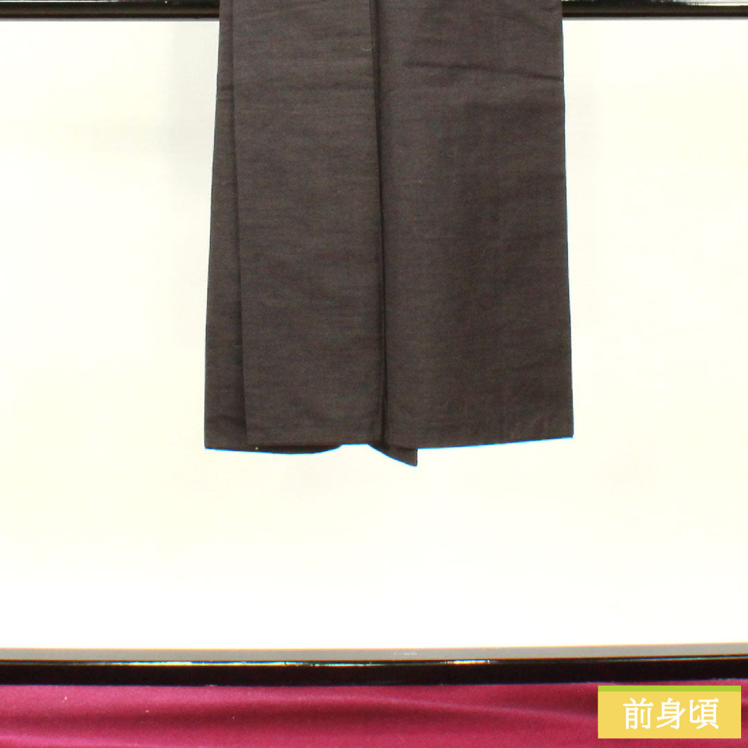 男物 正絹 身丈129cm 裄丈63.5cm 黒鼠色(くろねずいろ) 真綿紬 Sランク 袷 茶系 1119000852214