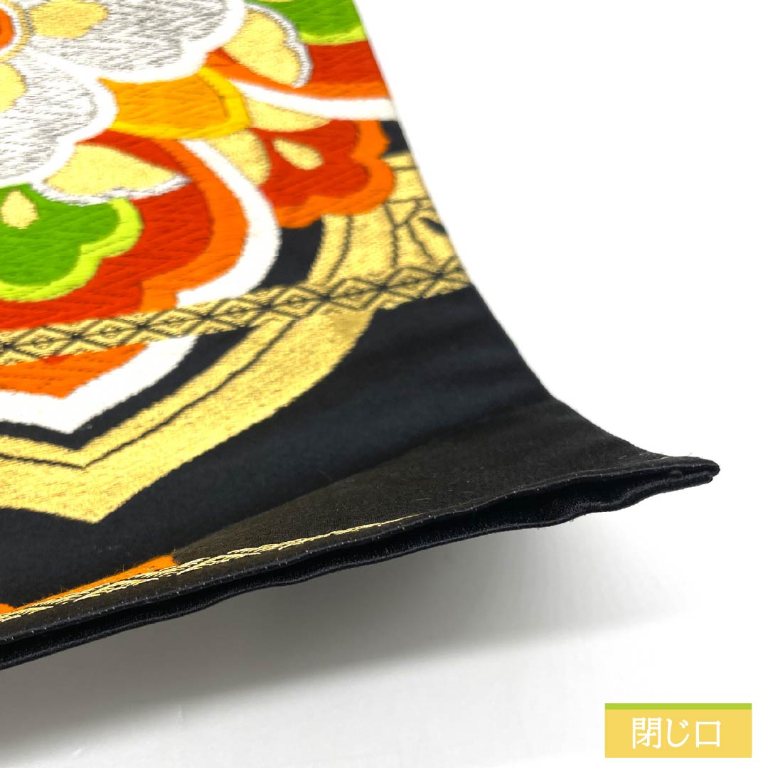 袋帯 正絹 振袖用 宝相華 帯丈408cm Sランク 六通 フォーマル 黒系 1123013532310