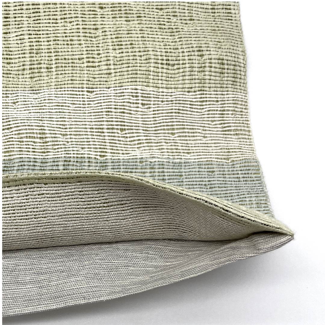 袋帯 青磁色(せいじいろ) 夏帯 横段 抽象模様 帯丈440cm 正絹 Aランク ポイント柄 カジュアル グラデーション系 1123007383399