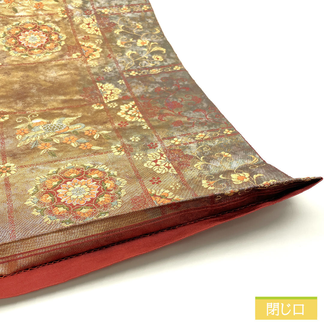 袋帯 正絹 Sランク 慶長柄 西陣織 格子取り 引箔 帯丈418cm 六通 フォーマル グラデーション系 1123016732399