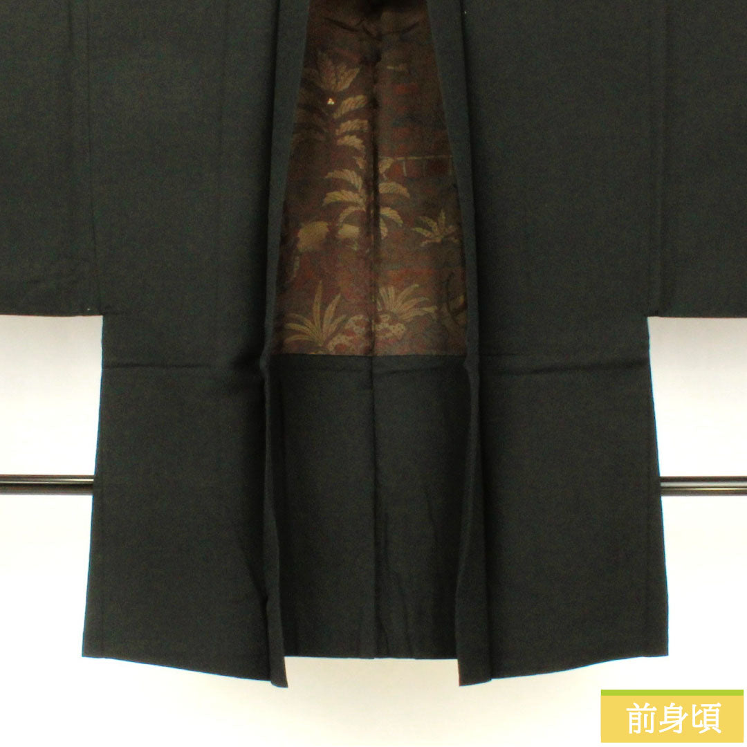 男物 正絹 Sランク 身丈89.5cm 裄丈65cm 無地 黒系 1119001532110