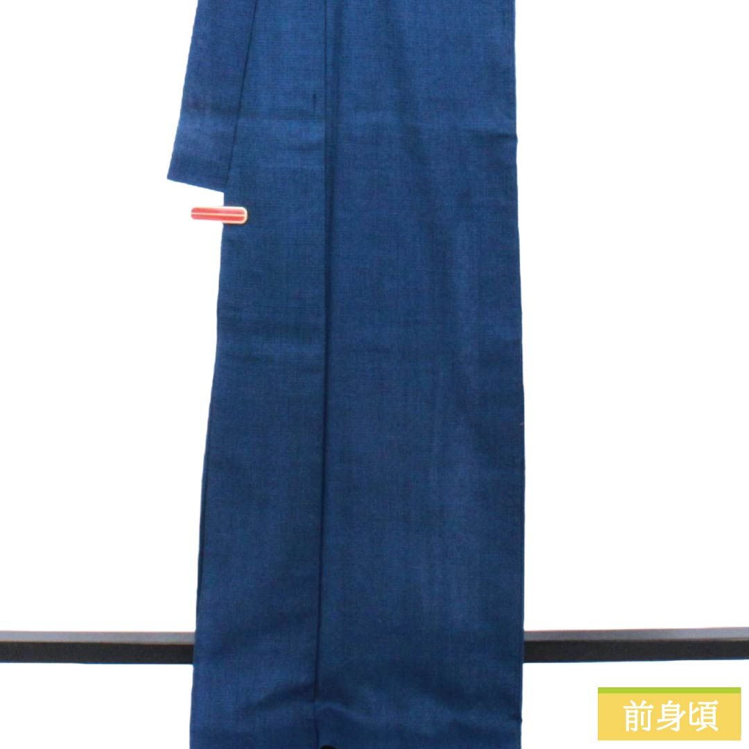 夏物 正絹 紬 Sランク 身丈170cm 裄丈63.5cm 韓藍色(からあいいろ) 紗 青系 1132003812617