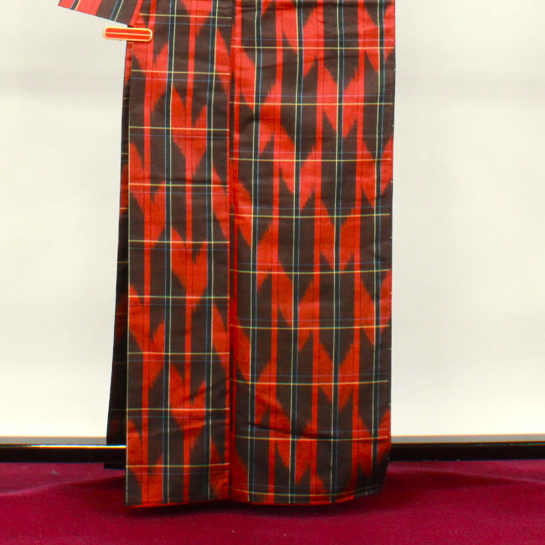 Tsumugi, Length 163.5cm, Sleeve length 62.5cm, Benibara color, Yagasuri, with basting thread, Unused, Pure silk, S rank, Awase, Red, 1116002782412