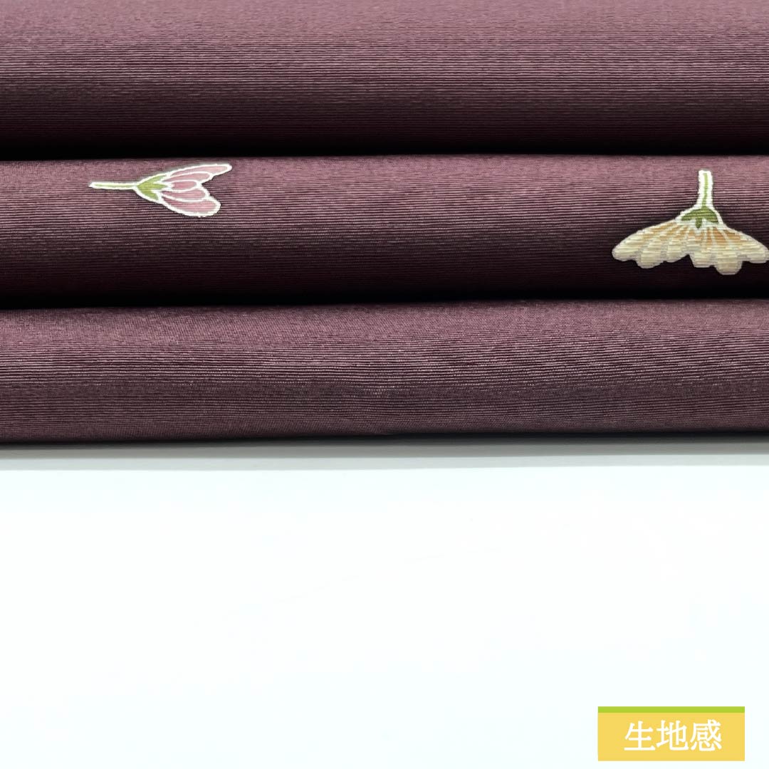 名古屋帯 正絹 木蘭色色(もくらんじきいろ) 染め帯 小花 花びら 帯丈357cm Sランク ポイント柄 セミフォーマル 紫系 1124007172320 名古屋仕立て
